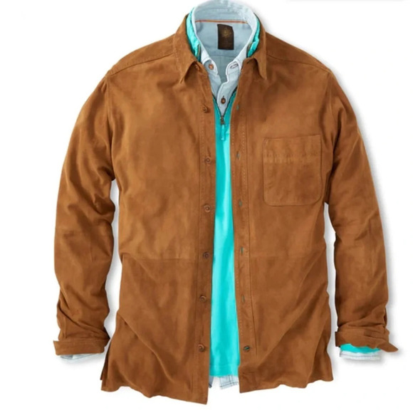 The Territory Ahead Tan Suede Shirt Size Large - Picture 1 of 14